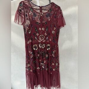 Gianni Bini One Shoulder Burgundy Dress